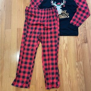 PatPat Red and Black Christmas Plaid Men’s Pajama Set (fast shipping!!)